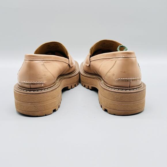 Sam Edelman Shoes Womens 7.5 Beige Lug Sole Loafers Leather Platform Gold - Picture 5 of 10